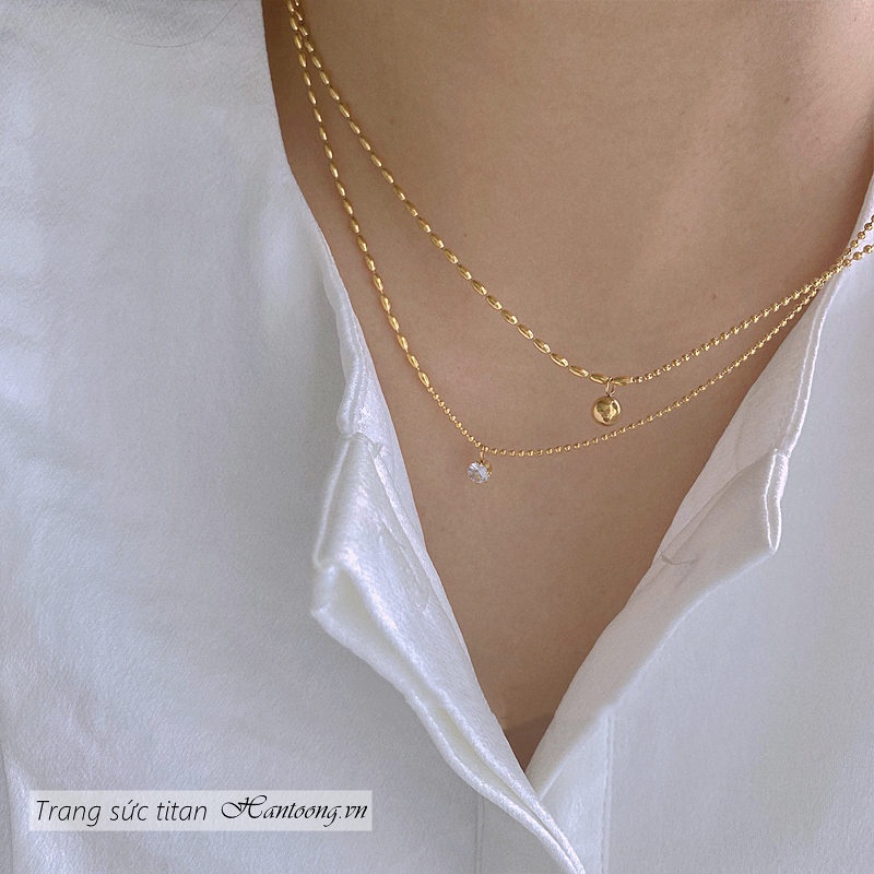 Vòng cổ titan nữ không gỉ thiết kế dây dạng bi mới lạ thời trang phong cách hàn quốc nhẹ nhàng mẫu mới 2022