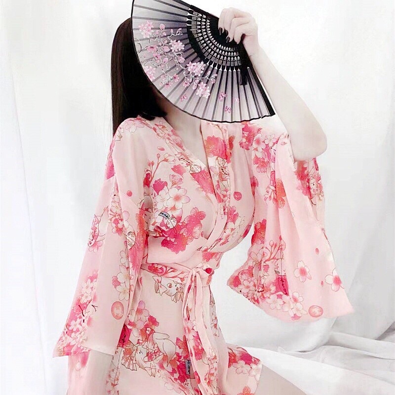 Kimono hoa anh đào sexy áo choàng cosplay cô nàng Nhật Bản dịu dàng gợi cảm CV66