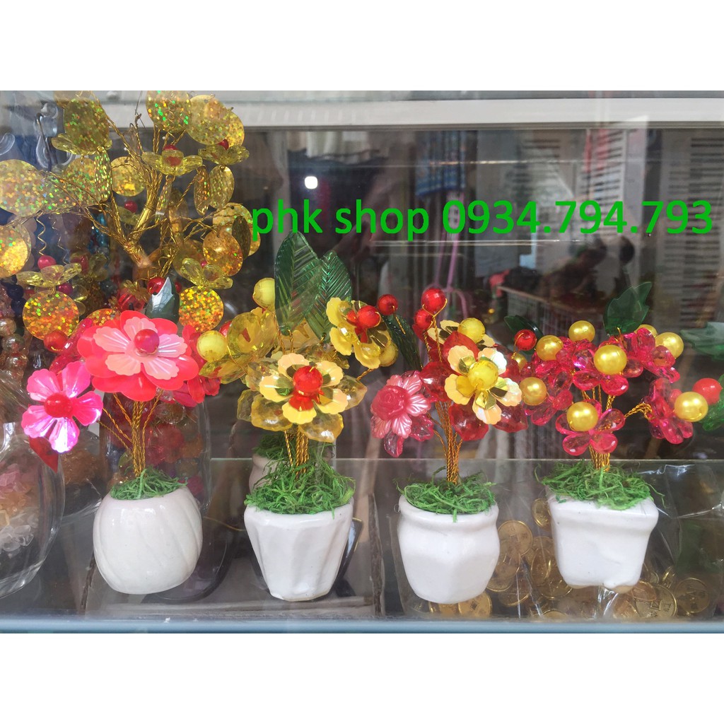 Chậu hoa pha lê nhiều màu size mini 7-10cm