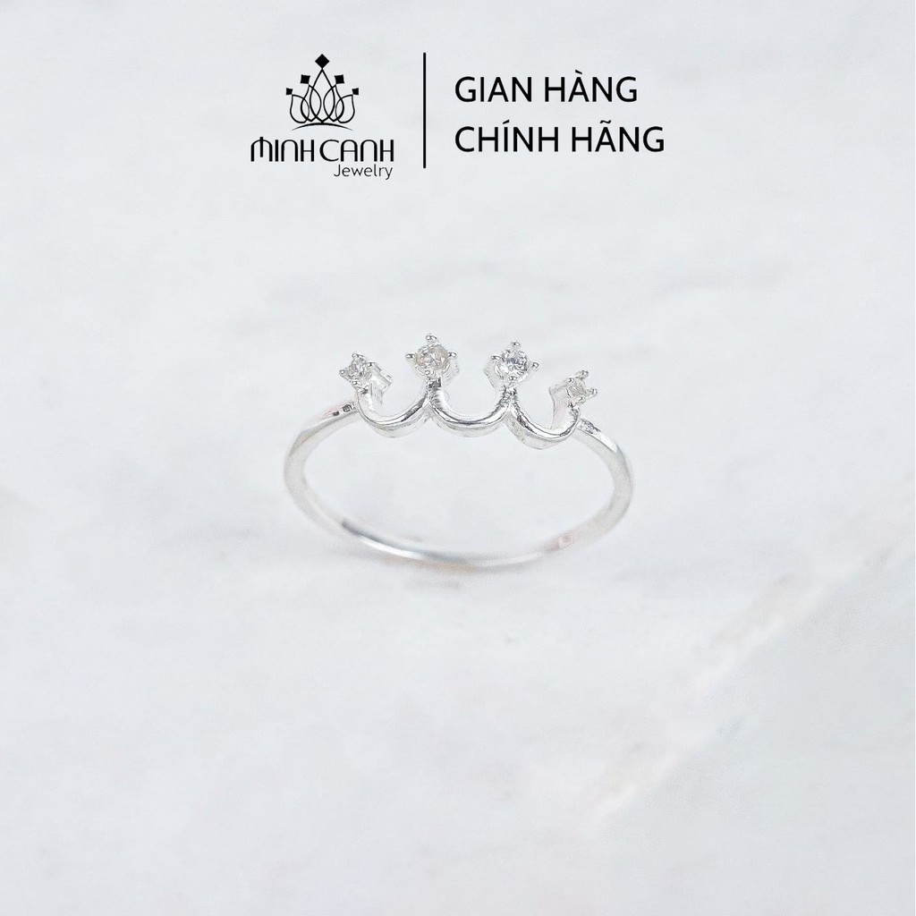 Nhẫn Bạc Nữ Vương Miện Trơn chóp Đá Nhỏ - Minh Canh Jewelry