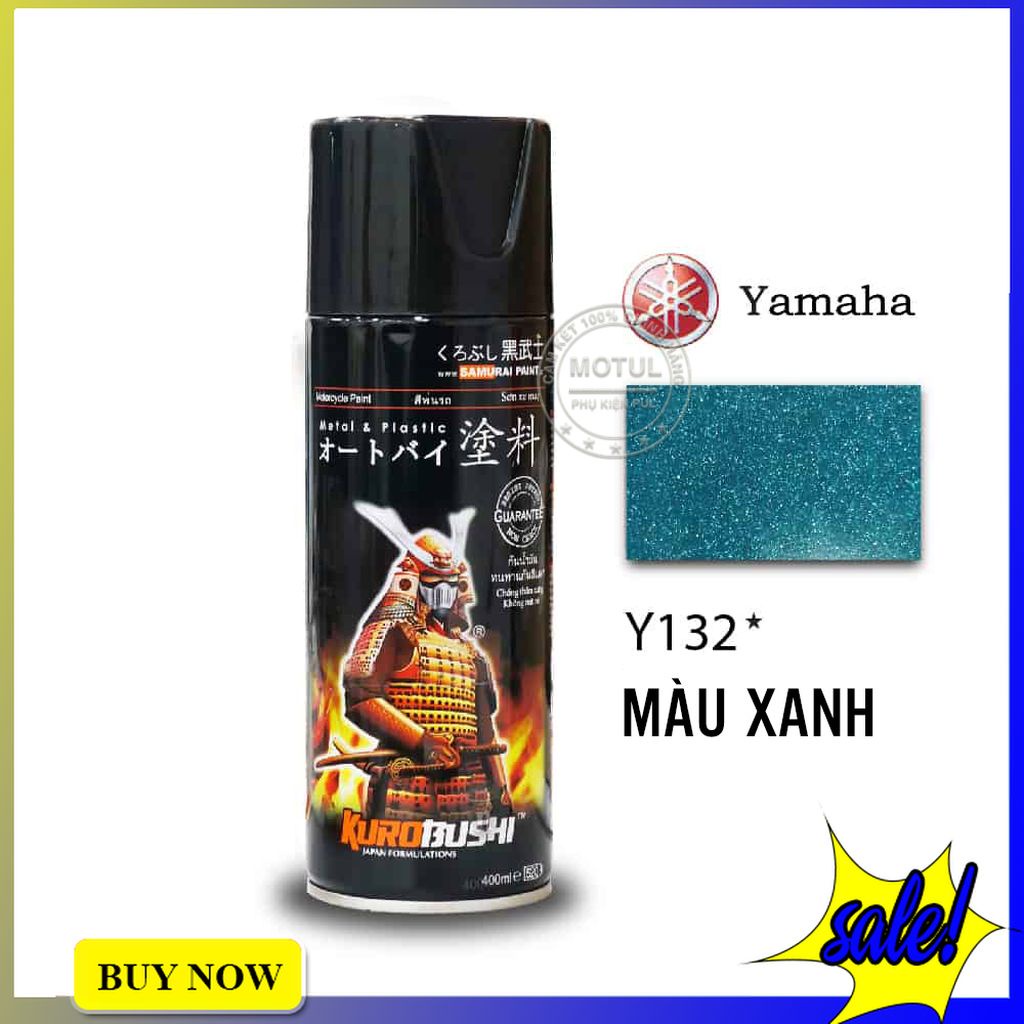 Combo 4 sơn xịt Samurai màu xanh lá nhạt (gồm Y132 - UCH210 - 3/124 - K1K - Giấy nhám P800)