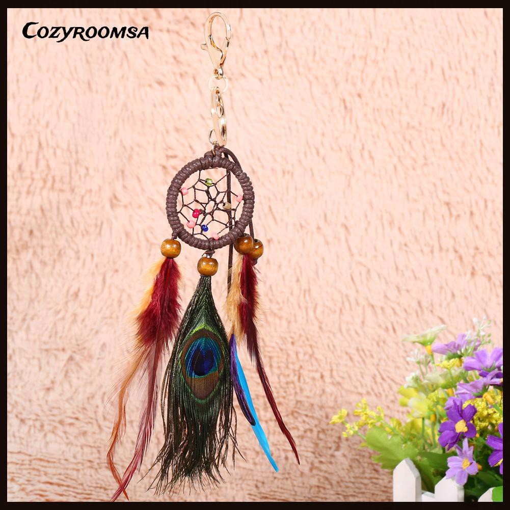 Móc Khóa Dreamcatcher Phối Lông Công Sang Trọng Thời Trang