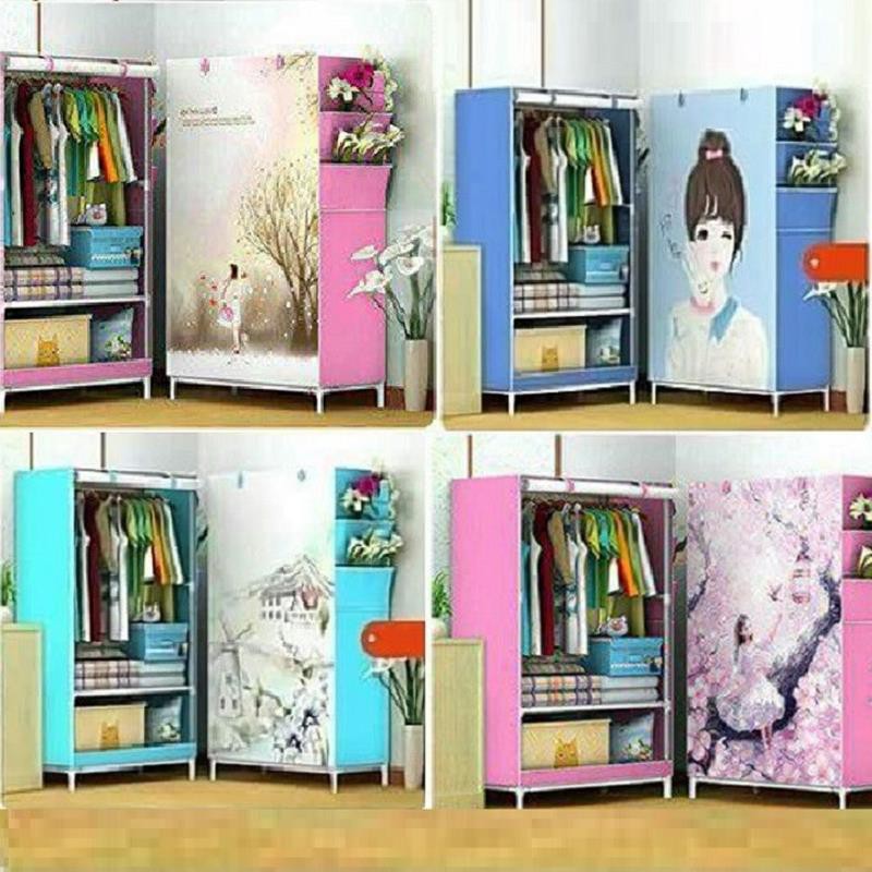 Tủ Vải 💖FREE SHIP💖 Đựng Quần Áo 3D 1 Buồng 2 Ngăn Họa tiết đẹp mắt Khung sắt cao cấp chống gỉ
