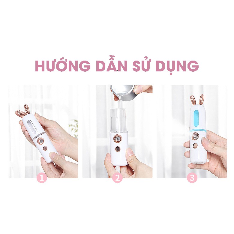 Máy Xịt Khoáng, Xông Hơi Nano Hình Thú Cầm Tay Mini Cấp Ẩm Trắng Da Tiện Lợi - Tặng Kèm Dây Sạc