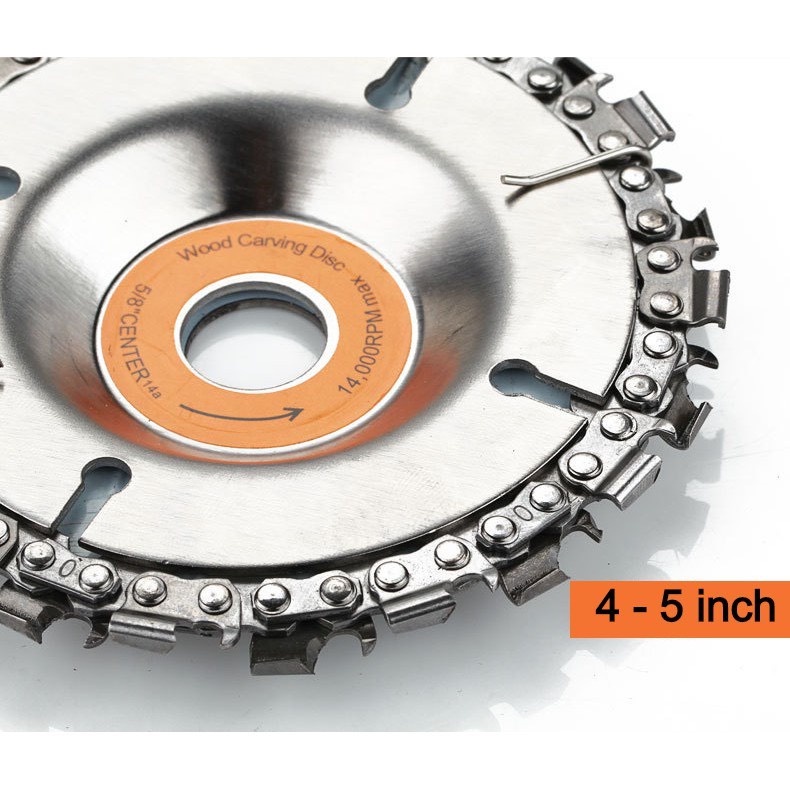 Đĩa cưa xích, lưỡi cưa xích cắt gỗ, phay phá gỗ đa năng gắn máy mài