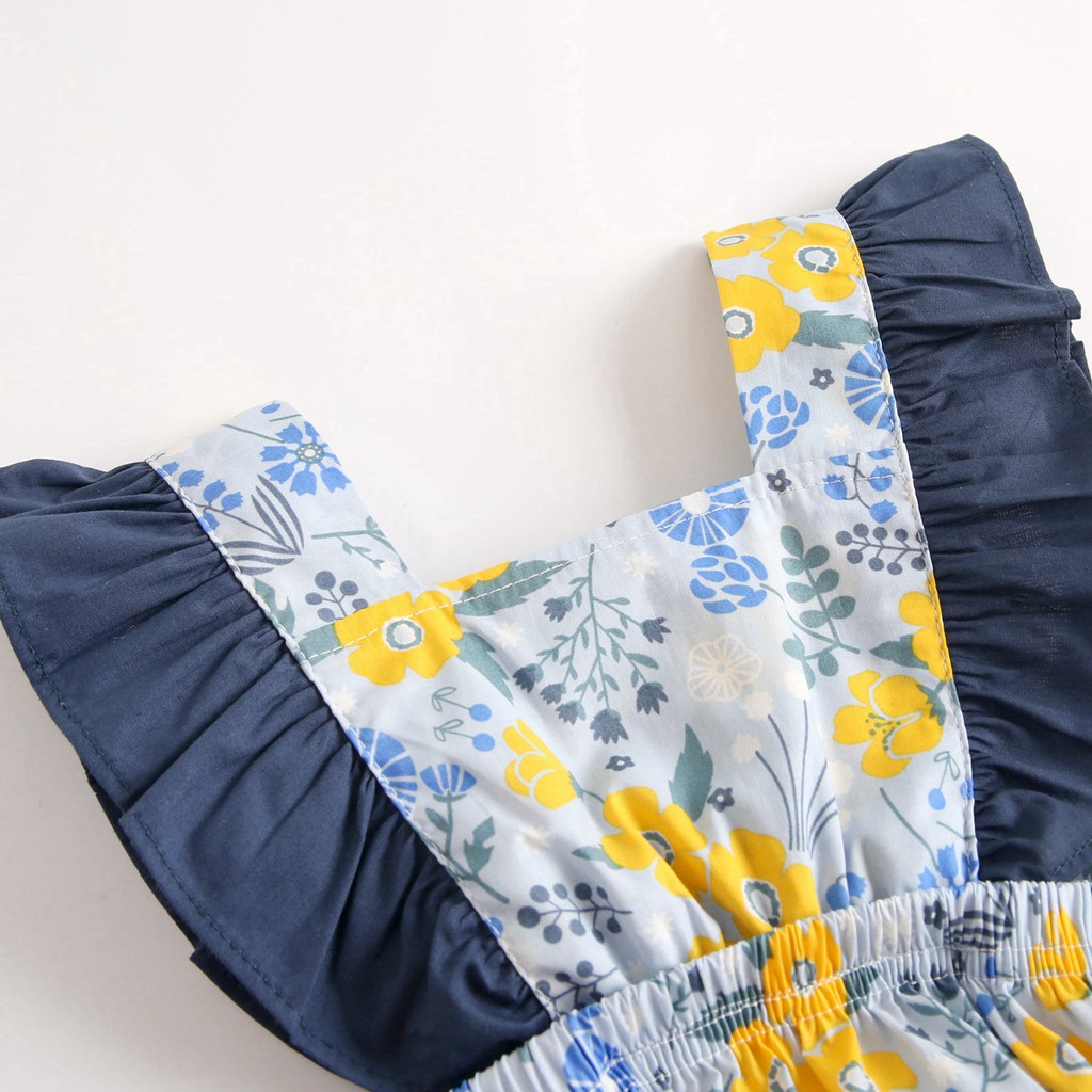 Sanlutoz Bộ Áo Liền Quần In Hoa Thời Trang Mùa Hè Cho Bé Gái