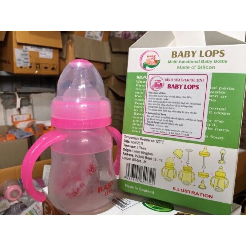 Bình sữa Silicon cầm tay Baby love có tặng kèm núm thìa ,van chống sặc