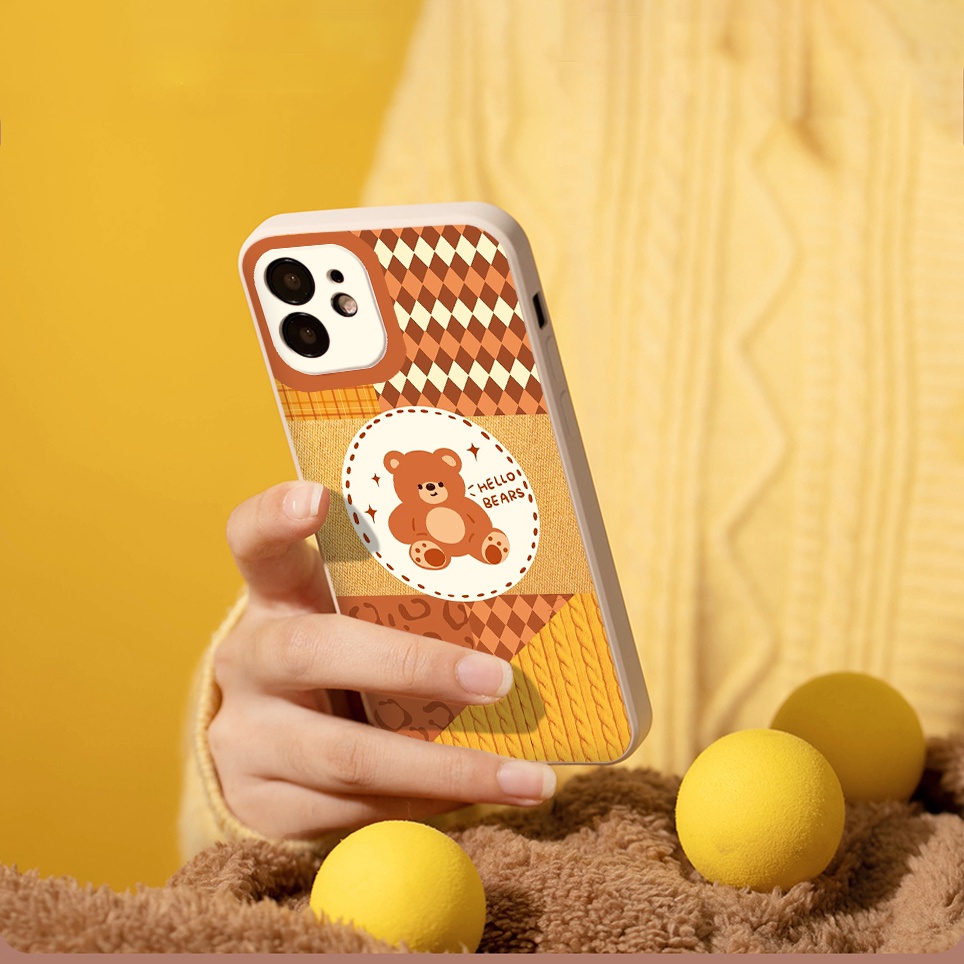 Ốp Gấu Hello Bears 13promax, 13pro, X Xs, XsMax , 11, 11pro, 11ProMax,12/12pro/12ProMax - ốp lưng iphone cạnh vuông BVC