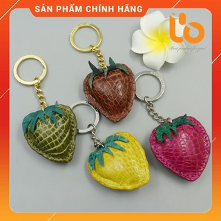 (SẢN PHẨM TỪ DA CÁ SẤU) Móc khóa cá sấu hình trái dâu