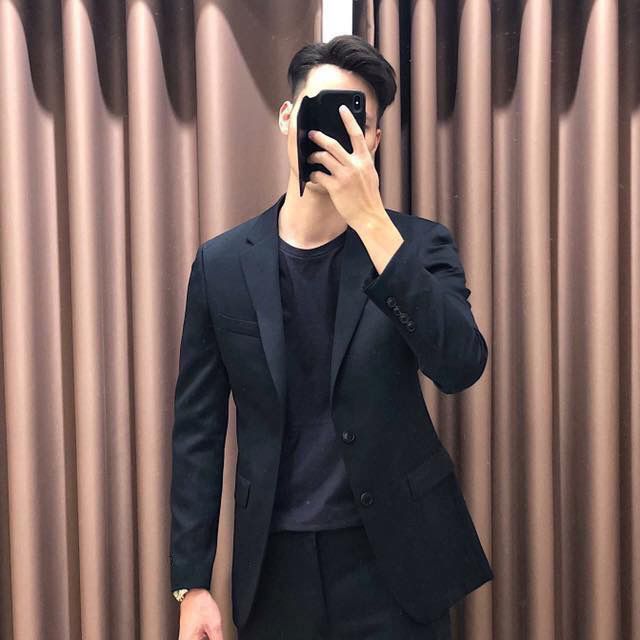Áo vest đen 2 khuy, 2 lớp