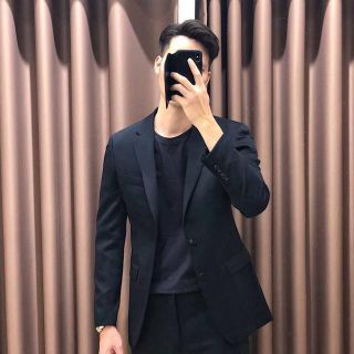 Áo vest đen 2 khuy, 2 lớp