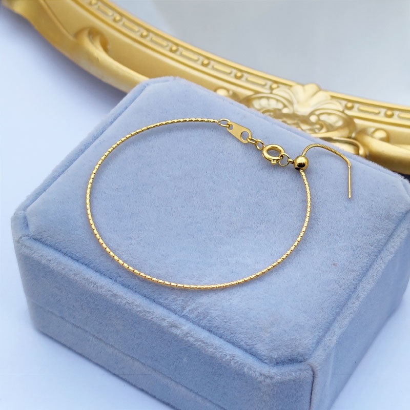 Vòng Tay Thép Titan Mạ Vàng 18K Thiết Kế Tối Giản Thanh Lịch Có Thể Điều Chỉnh Cho Nữ