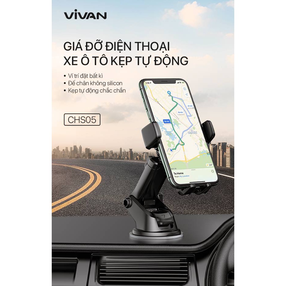 Giá Đỡ Điện Thoại Xe Ô Tô VIVAN CHS05 Phù Hợp Điện Thoại 4.0-6.5 inch Xoay 360 Độ