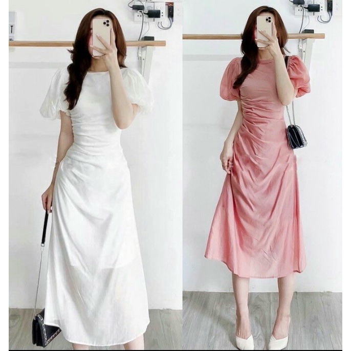 Đầm Cổ Tròn Tay Phồng Nhẹ AKARA H042 | BigBuy360 - bigbuy360.vn