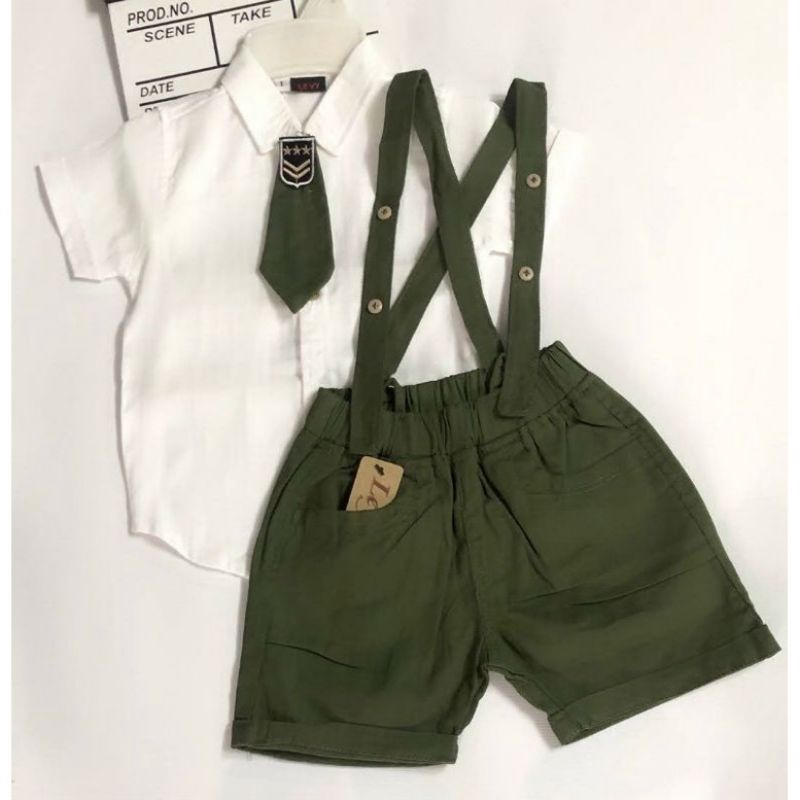 Bộ yếm vest gile bé trai kèm nơ cà vạt cho bé 5-16kg