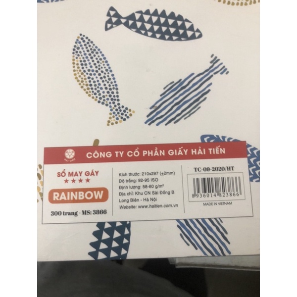 Sổ may gáy A4 may gáy Hải tiến RainBow 200/300/400 trang