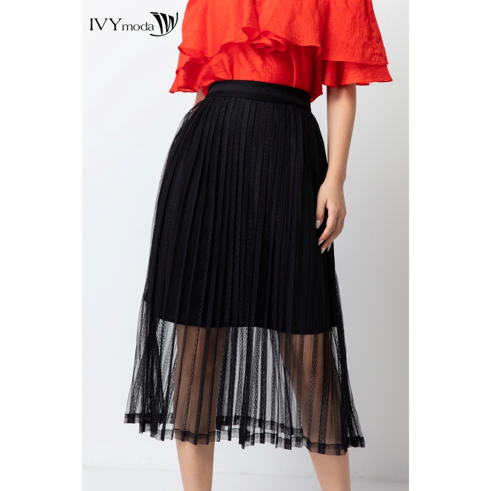 Chân váy ren dập ly IVY moda MS 31M6368