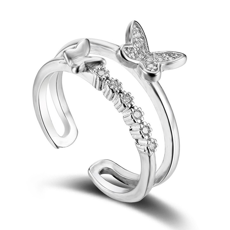 Aifei Jewellery Women Ring Butterfly Mosaic Diamond 925 Sterling Silver R1318