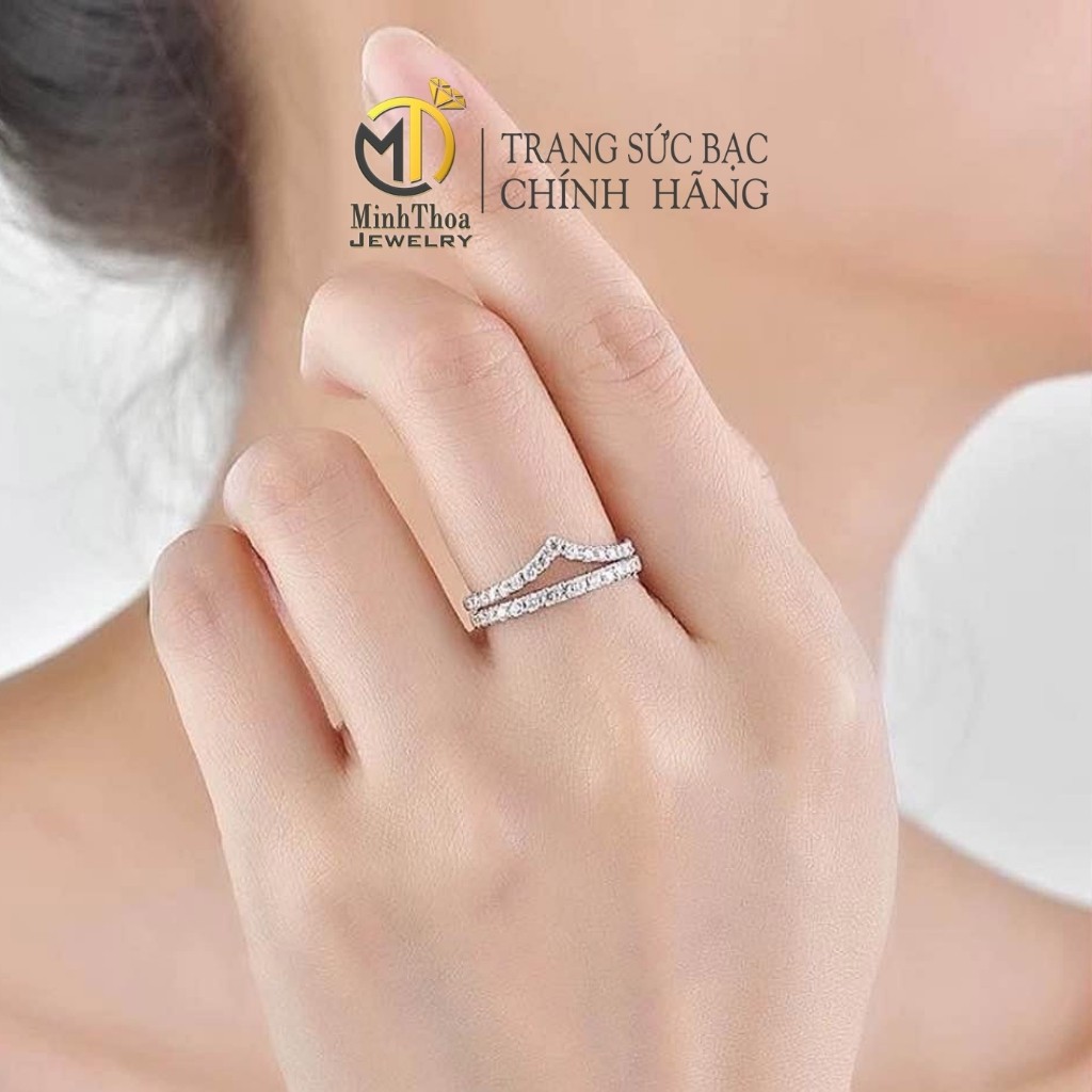 Nhẫn bạc nữ đính đá sáng đẹp phong cách hàn quốc đơn giản, cá tính Minh Thoa JEWELRY