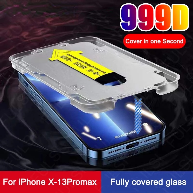 [ Đã có iP 14 Pro Max ] Kính cường lực  kèm khung dán tự động cho iPhone x đến 14 pro max 11 12 13 Kính cường lực