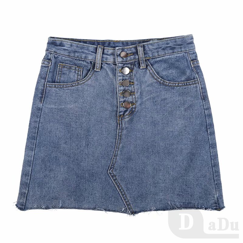 Chân váy jean Chữ A Xếp Ly Lưng Cao Co Giãn Phong Cách Hàn Quốc Mới