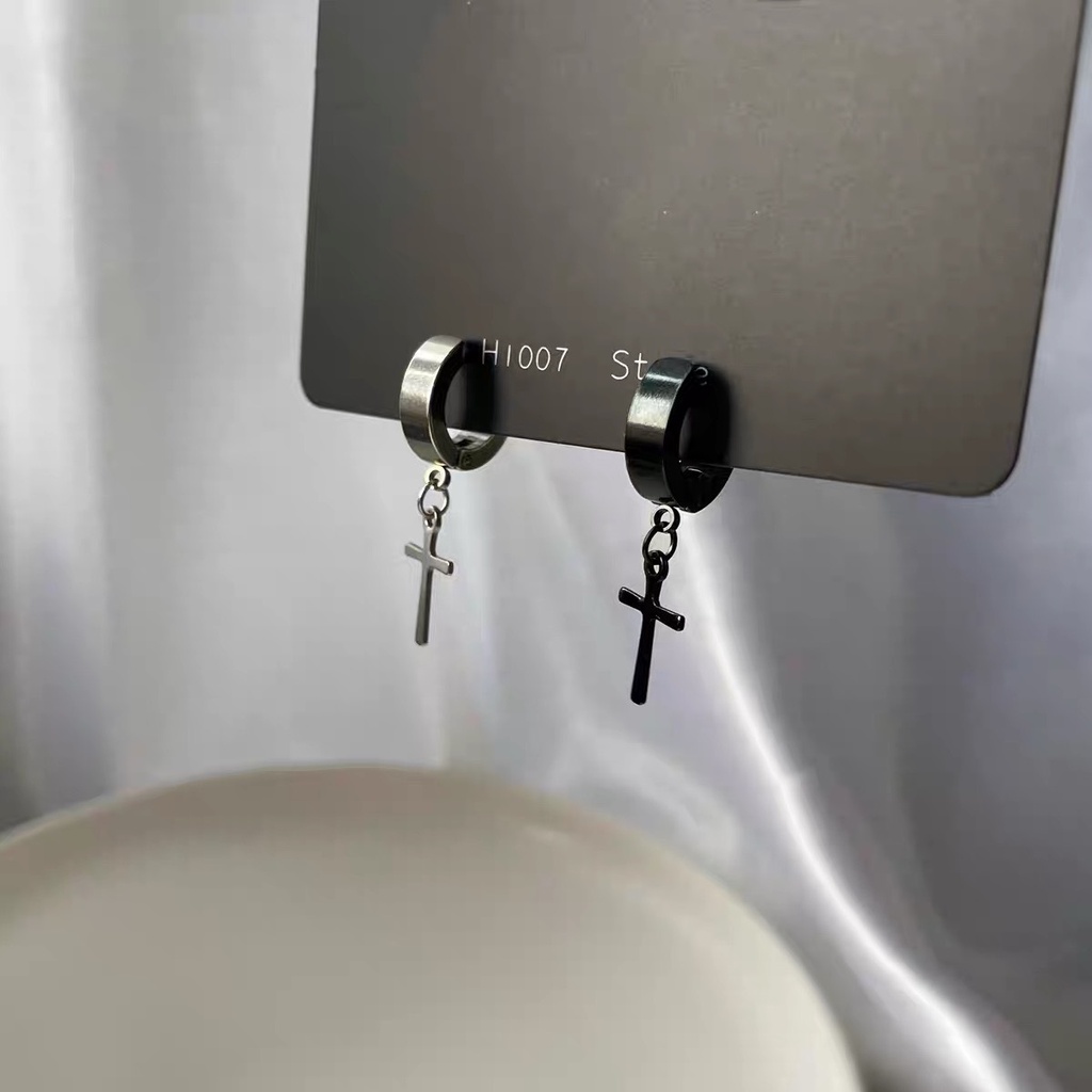 Khuyên Tai Nam Không Cần Bấm Lỗ GIÁ 1 CHIẾC, Khuyên Tai Kẹp Nhiều Lựa Chọn chữ thập, ngôi sao  Cam Accessories