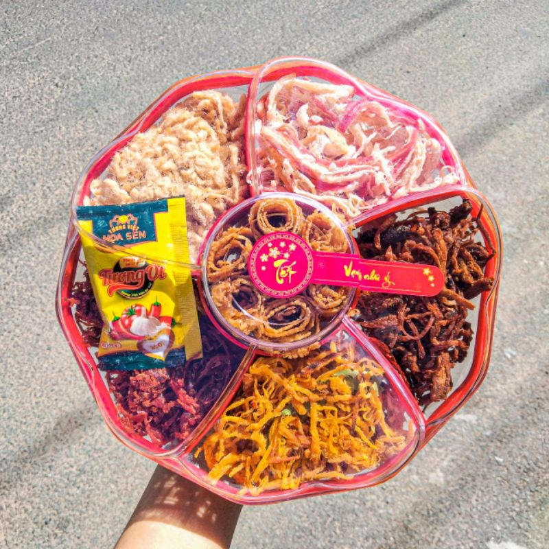 Set Khô 6 Vị Khay Hoa Mai 500gr CHỈ SHIP HỎA TỐC HCM
