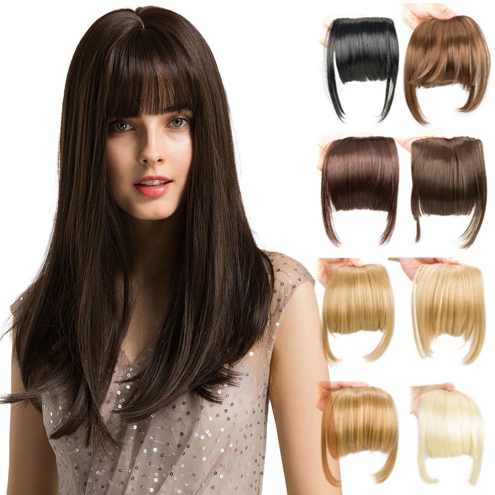 Tóc Mái Giả Bằng Sợi Tổng Hợp Màu Cam Thời Trang Sành Điệu Cho Nữ