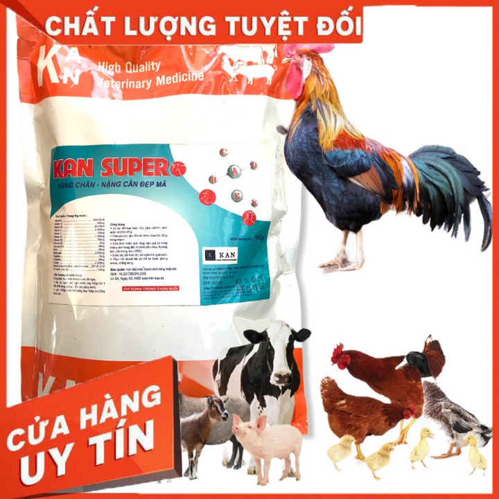 thuốc thú y siêu vỗ béo vàng chân nặng cân đẹp mã cho gia súc gia cầm gói 1kg