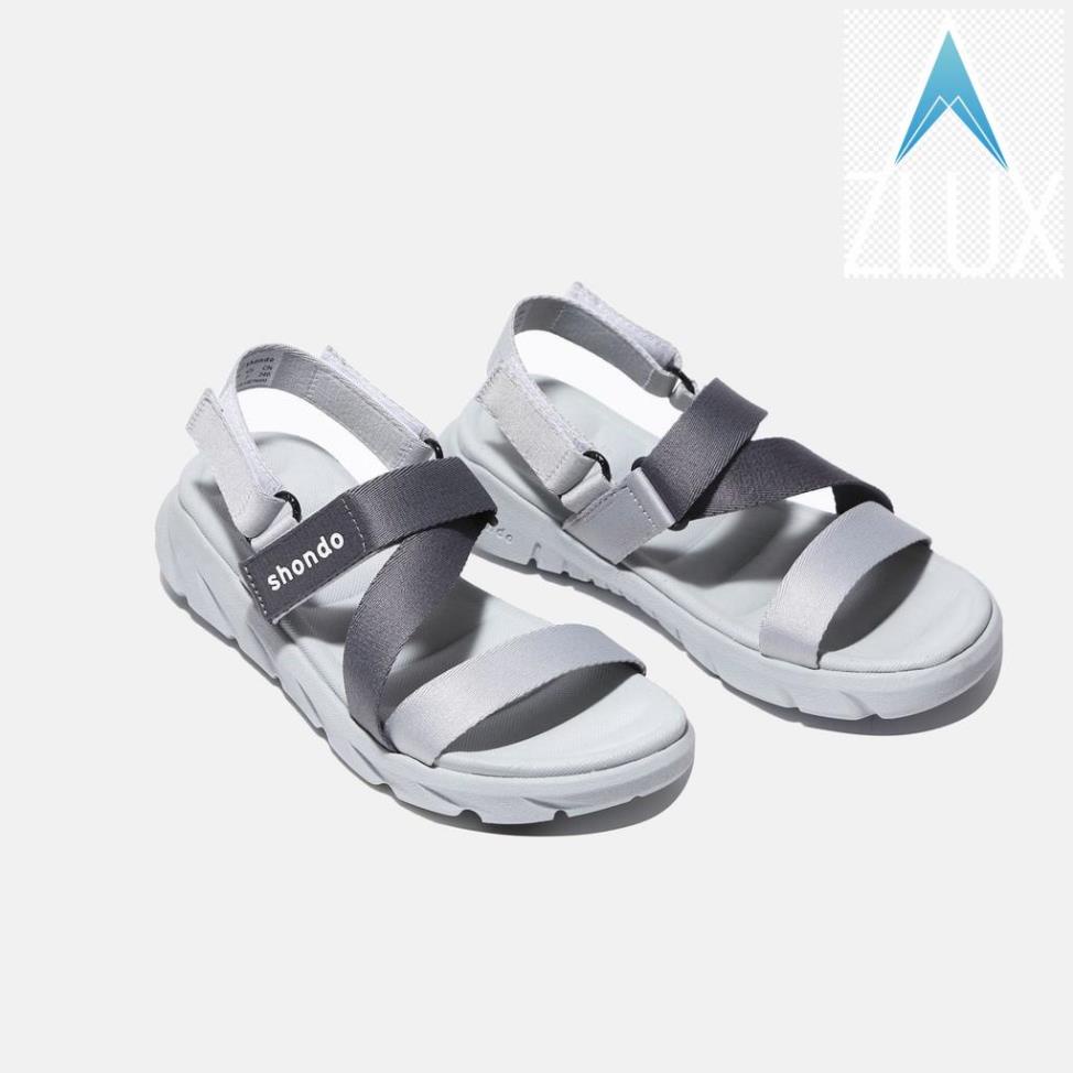 👣 Giày sandal Shondo nam nữ đi học F6 đế bằng ombre xám F6S2120 👣