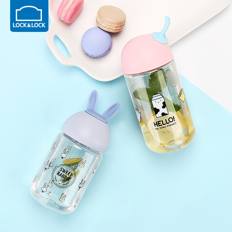 Bình nước hình tai thỏ Lock&Lock cute bottle 380ML - ABF652 (2 màu)