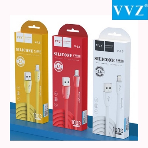 Dây Các Sạc Nhanh 2A Dây Dẹp 3 Màu Trắng Đỏ Vàng Chính Hãng VVZ Lingtning/Type C/Micro/1M Bảo Hành 12 Tháng Lỗi 1 Đổi 1
