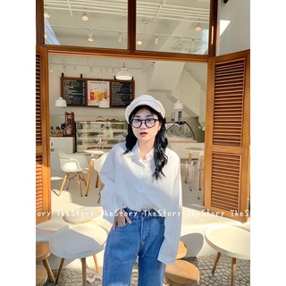 Áo sơ mi nữ trắng form thường oversize [STORY] A2106 (ảnh thật)