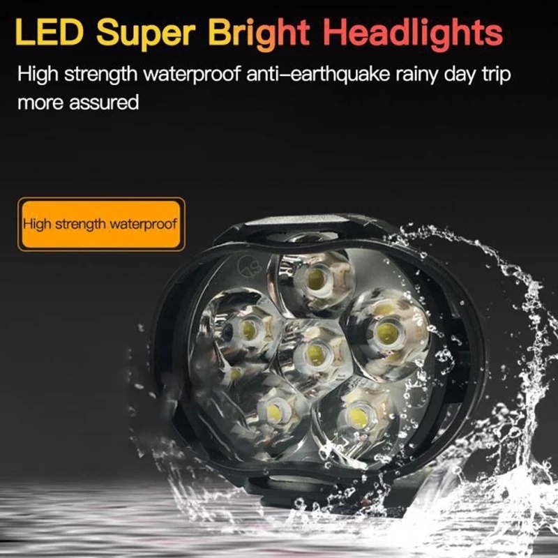 Set 2 Đèn Pha 6 Bóng LED Siêu Sáng Chống Nước Độ Sáng Cao Dành Cho Xe Máy/Xe Đạp