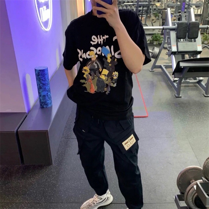 Balencia* Áo Thun Tay Ngắn Dáng Rộng Vừa Vặn Phía Trước In Họa Tiết The Simpsons Phiên Bản Giản Dị Thoải Mái