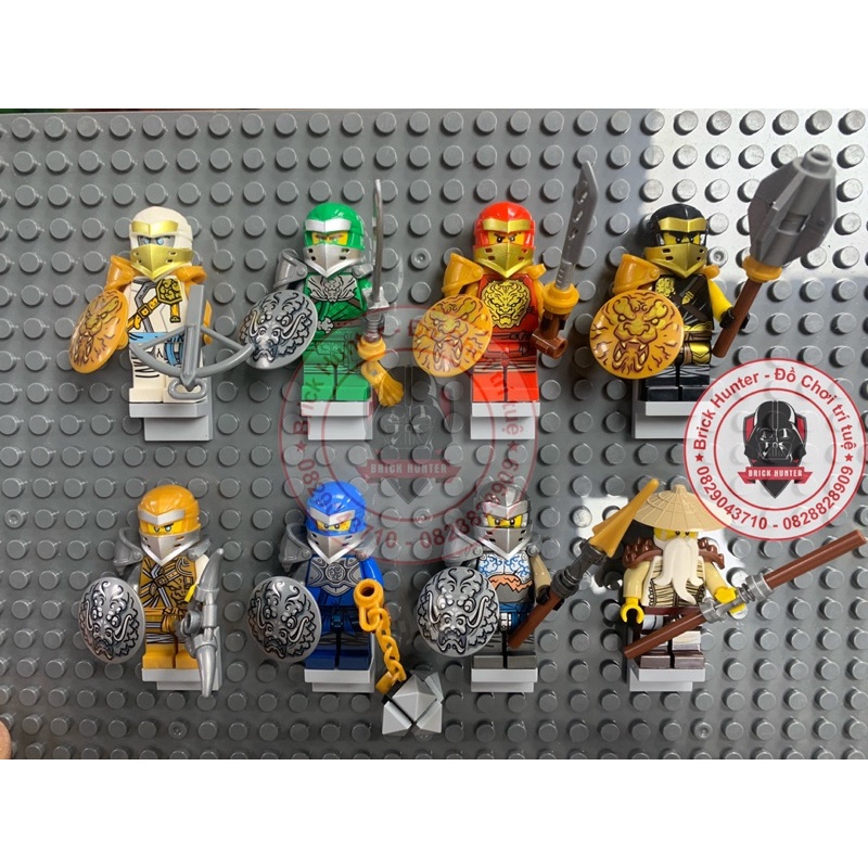 Minifigures Ninjago season 14 Combo 8 nhân vật : sư phụ Wu Jay Zane Kai LLoyd Nya Cole Gold ninja bản in đẹp