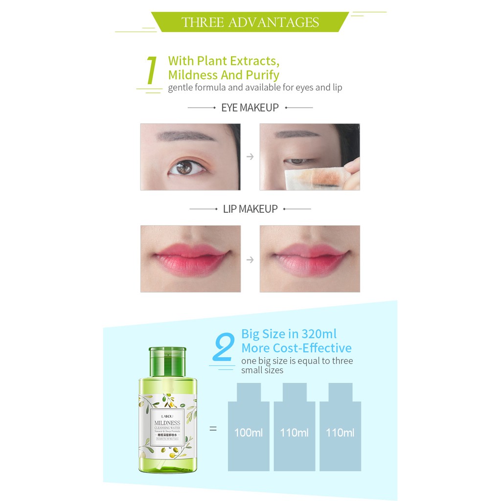 Nước Tẩy Trang LAIKOU Dịu Nhẹ Cho Da Nhạy Cảm 320ml | BigBuy360 - bigbuy360.vn