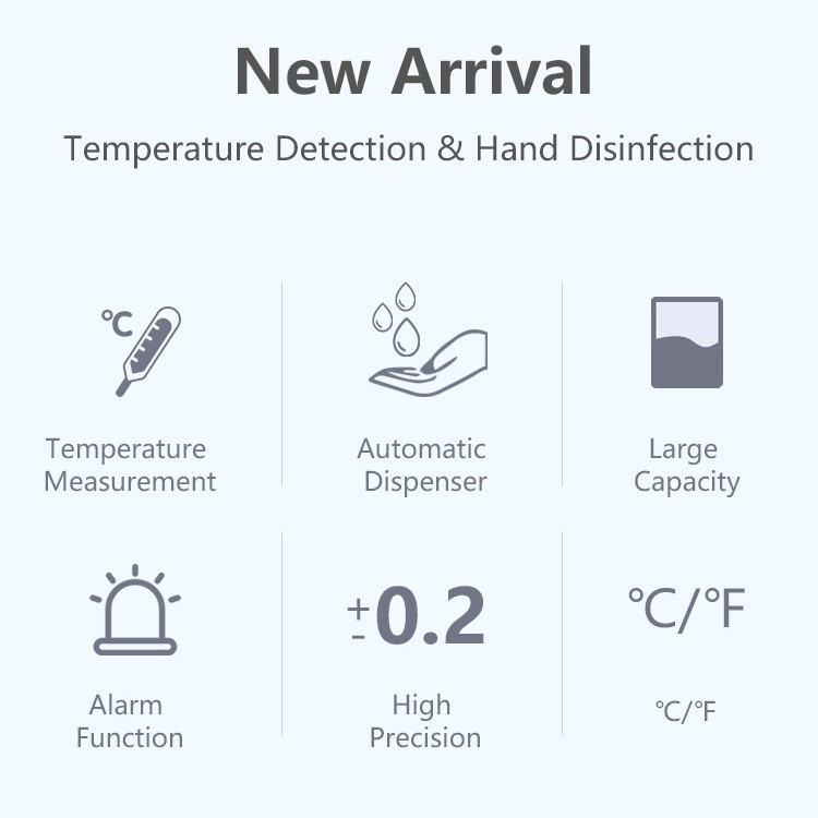 Máy xịt rửa tay sát khuẩn cảm ứng tự động DSUN 1000ml, có đo nhiệt độ cảnh báo