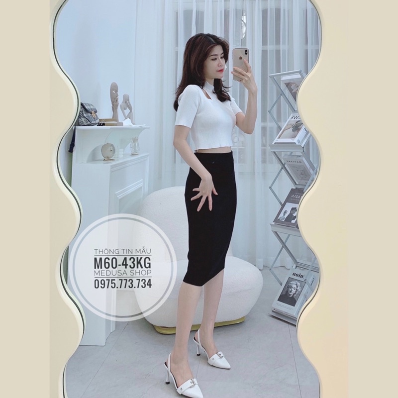 CHÂN VÁY LEN NGẮN KO XẺ CHẤT ĐẸP CÓ SẴN