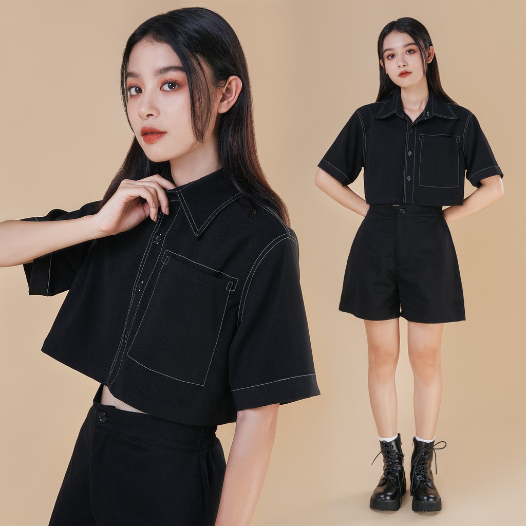 Áo sơ mi Croptop viền_ASCV_CT20 Erot clothing | BigBuy360 - bigbuy360.vn