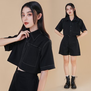 Áo sơ mi Croptop viền_ASCV  hangkao closet