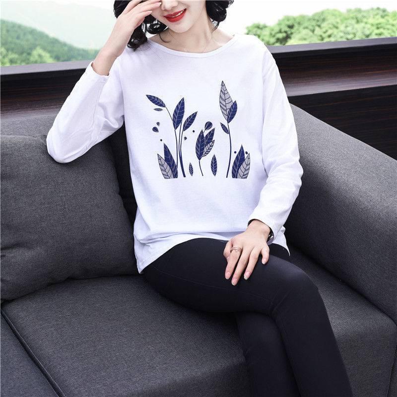 Áo thun tay dài dáng rộng thời trang cho phụ nữ trung niên