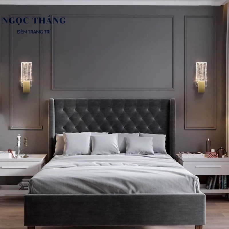 Đèn treo tường gắn tường pha lê cao cấp trang trí trong nhà cầu thang 8W Led 3 chế độ màu VPL25 Ngọc Thắng