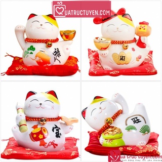 Mèo thần tài Kim phúc lâm môn/ Học hành tấn tới cao 11cm gốm sứ chiêu tài may mắn