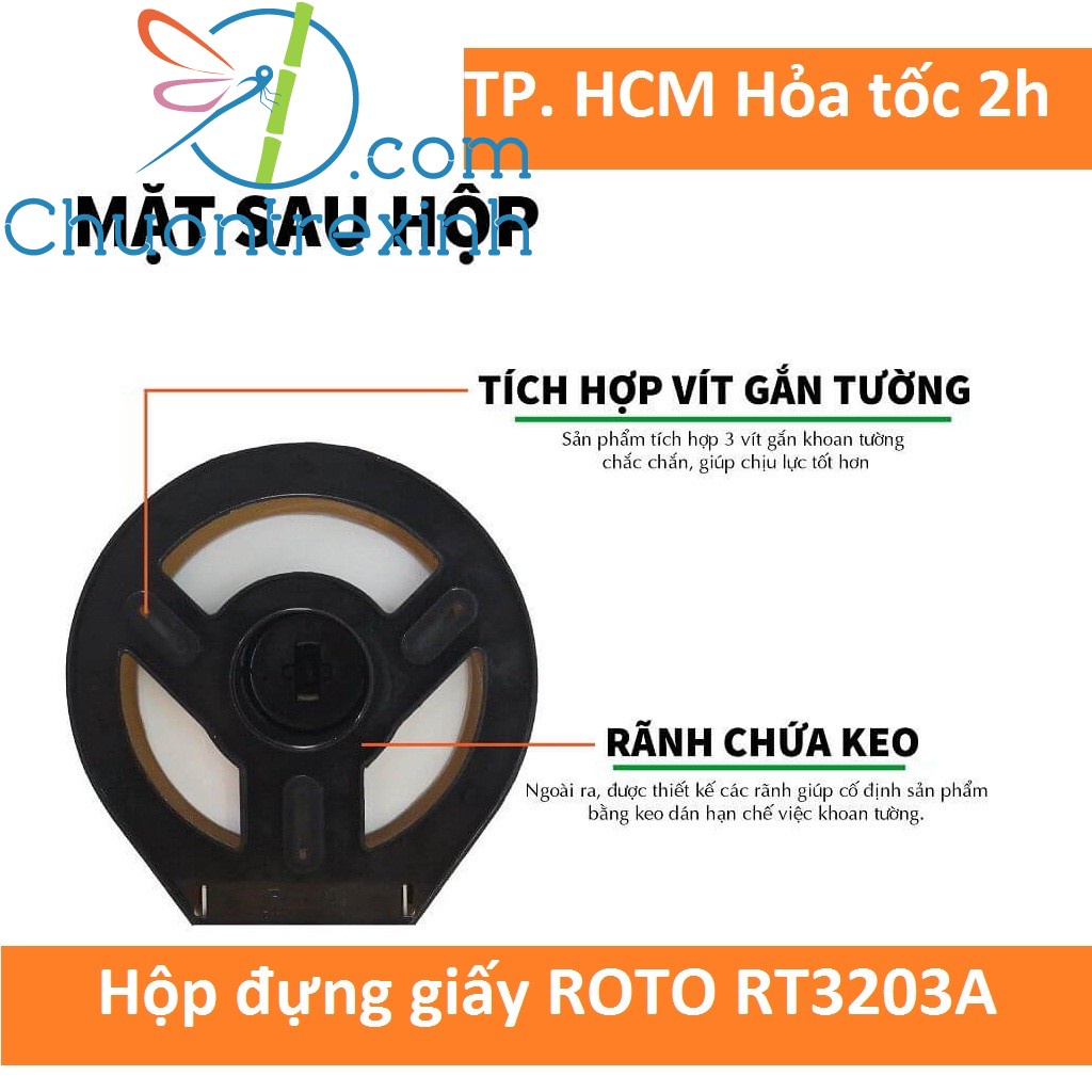 Tặng 1 cuộn AKC500 | Hộp đựng giấy vệ sinh cuộn lớn ROTO RT3203A giá sỉ Chuồn tre xinh shop TPHCM Kèm chìa khóa hộp