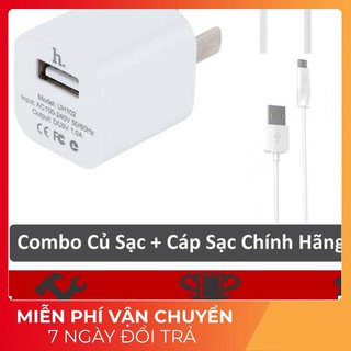 Combo Củ sạc HOCO UH102 Cao Cấp + Cáp Sạc Hoco X1 Lightning/Micro- Dùng Cho Iphone/Ipad/Samsung/Xiaomi/Oppo- Dài 1M