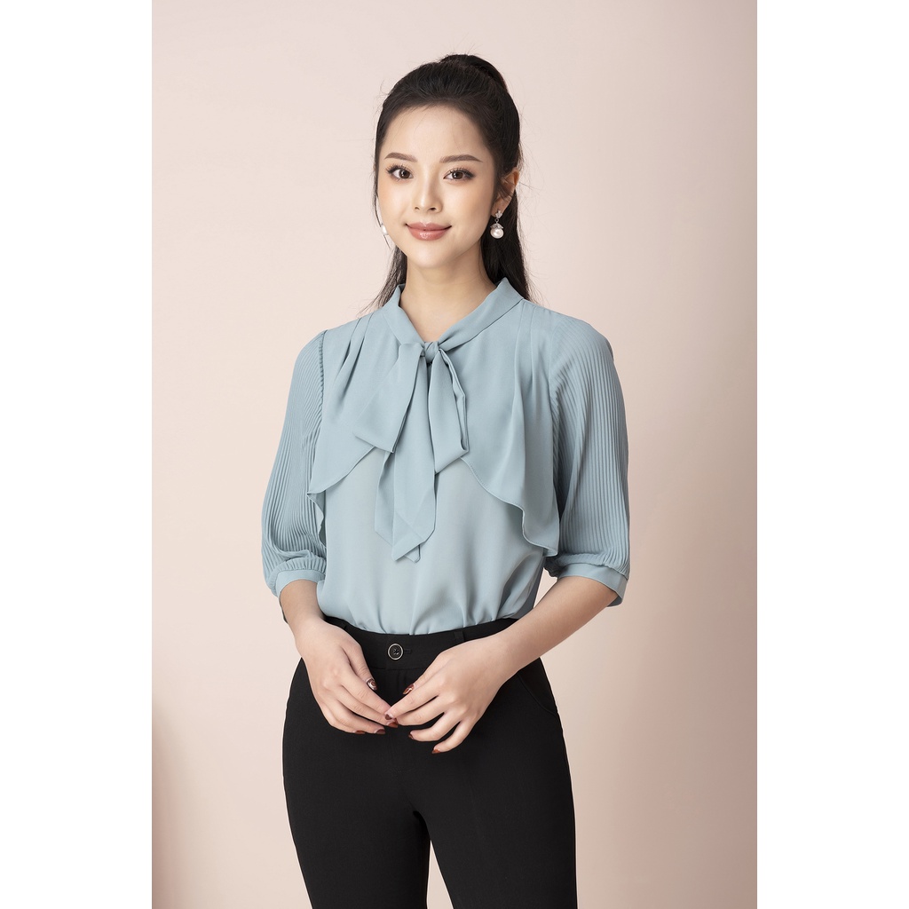 Áo Sơ Mi Tay Lỡ LUPERI Cổ Cách Điệu Nữ Tính, Chất Voan Hàn Mỏng Nhẹ, Thoáng Mát LFSM1210