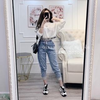 Áo croptop bo gấu chữ hot hit
