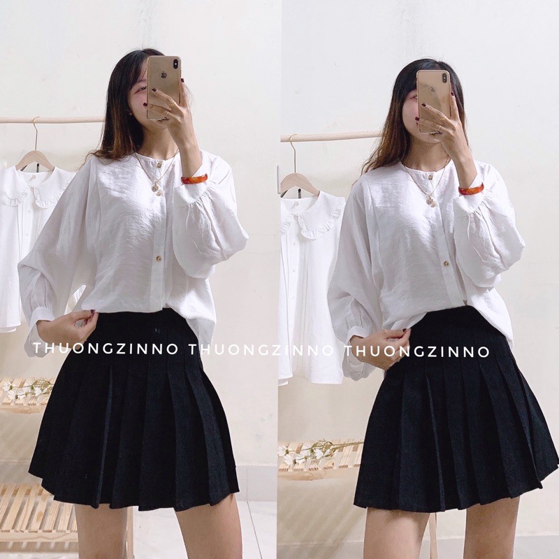 Áo sơ mi cổ tàu phong cách ulzzang Áo sơ mi nữ