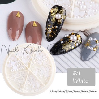 Hạt trai đá chân bằng đủ size trang trí nail